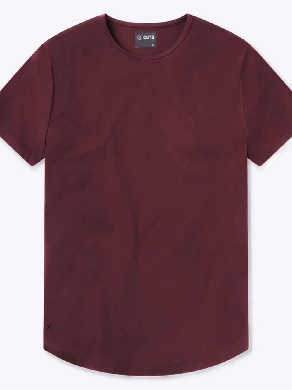 Cuts Men's Crew Neck Elongated Tee in Merlot